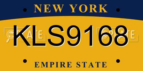 KLS9168 New York License Plate