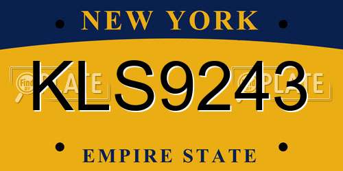 KLS9243 New York License Plate