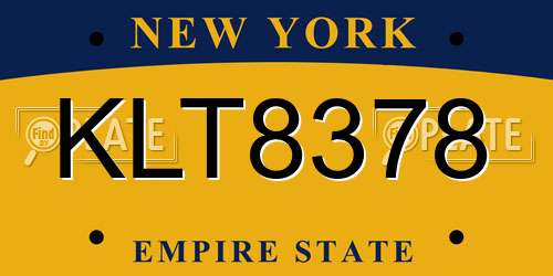 KLT8378 New York License Plate