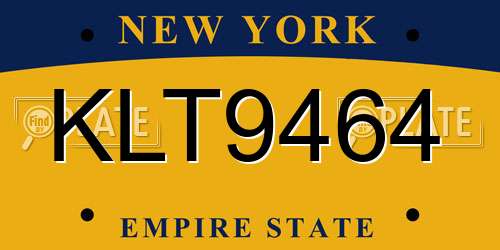 KLT9464 New York License Plate