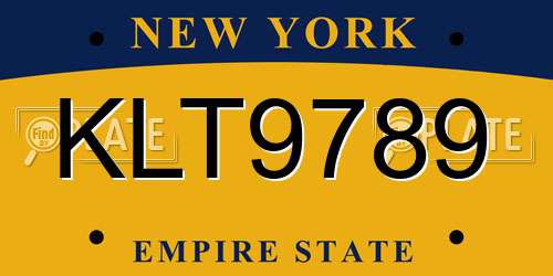 KLT9789 New York License Plate