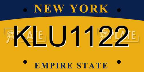 KLU1122 New York License Plate