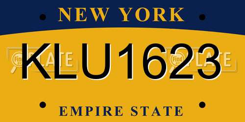 KLU1623 New York License Plate