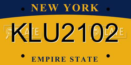 KLU2102 New York License Plate
