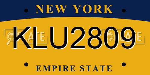 KLU2809 New York License Plate