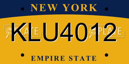 KLU4012 New York License Plate