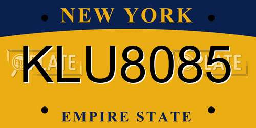 KLU8085 New York License Plate