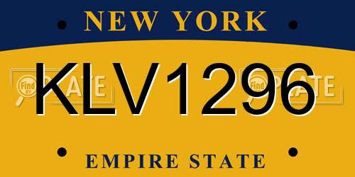 KLV1296 New York License Plate