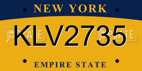 KLV2735 New York License Plate
