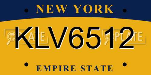 KLV6512 New York License Plate