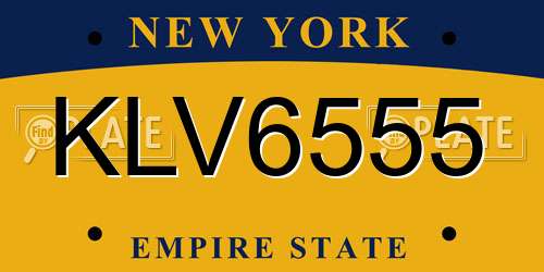 KLV6555 New York License Plate