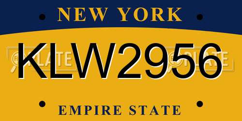 KLW2956 New York License Plate