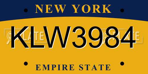 KLW3984 New York License Plate