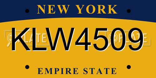 KLW4509 New York License Plate