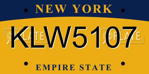 KLW5107 New York License Plate