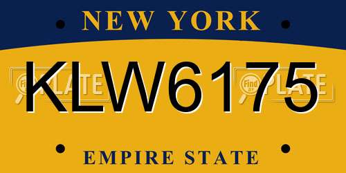 KLW6175 New York License Plate
