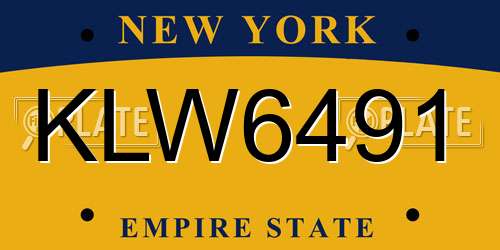 KLW6491 New York License Plate