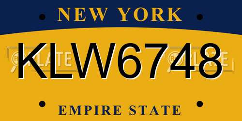 KLW6748 New York License Plate