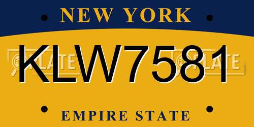 KLW7581 New York License Plate