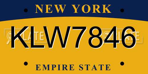KLW7846 New York License Plate