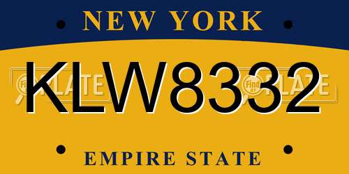 KLW8332 New York License Plate