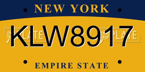 KLW8917 New York License Plate