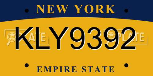 KLY9392 New York License Plate