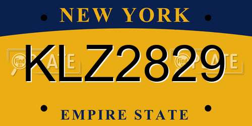 KLZ2829 New York License Plate