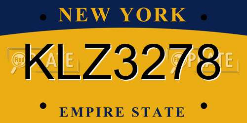 KLZ3278 New York License Plate