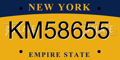 KM58655 New York License Plate