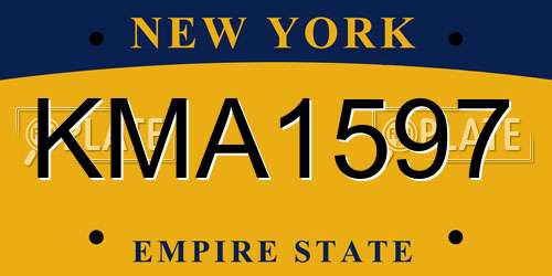 KMA1597 New York License Plate
