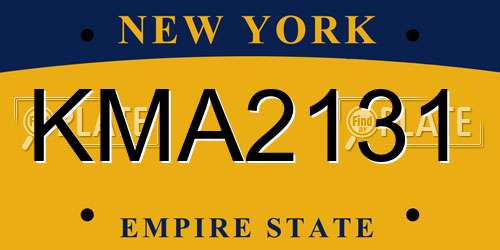 KMA2131 New York License Plate