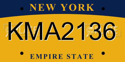 KMA2136 New York License Plate