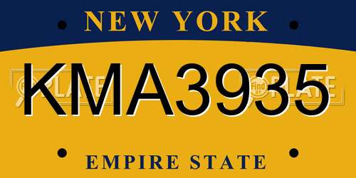 KMA3935 New York License Plate