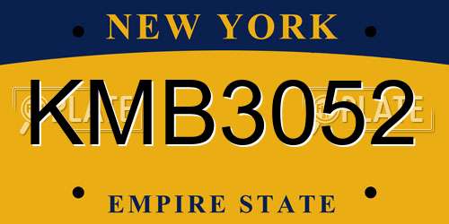 KMB3052 New York License Plate