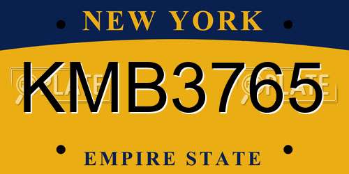KMB3765 New York License Plate