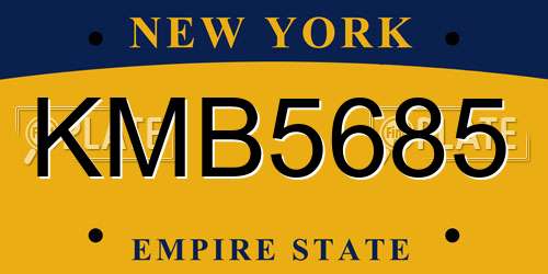 KMB5685 New York License Plate