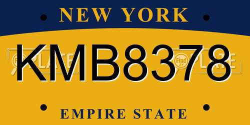 KMB8378 New York License Plate
