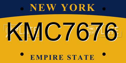 KMC7676 New York License Plate