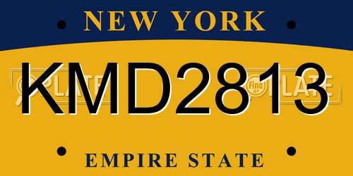 KMD2813 New York License Plate