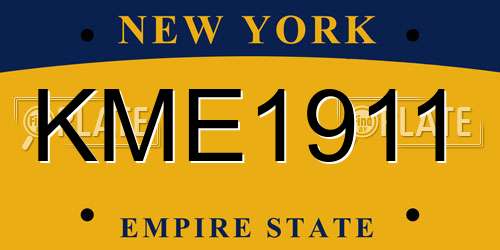 KME1911 New York License Plate