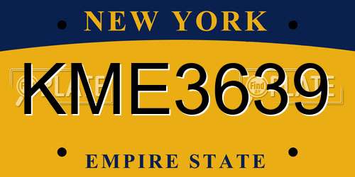 KME3639 New York License Plate