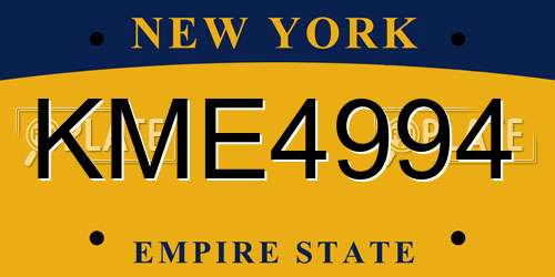 KME4994 New York License Plate
