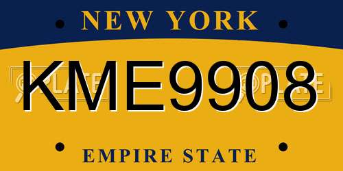 KME9908 New York License Plate