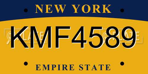 KMF4589 New York License Plate