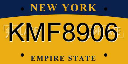 KMF8906 New York License Plate