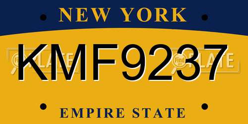 KMF9237 New York License Plate