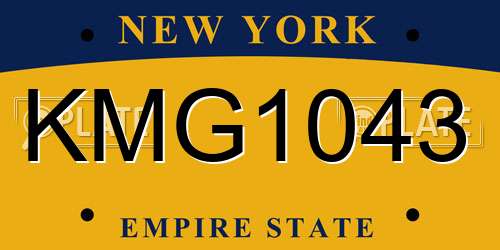KMG1043 New York License Plate