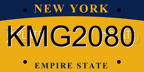KMG2080 New York License Plate