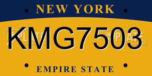 KMG7503 New York License Plate
